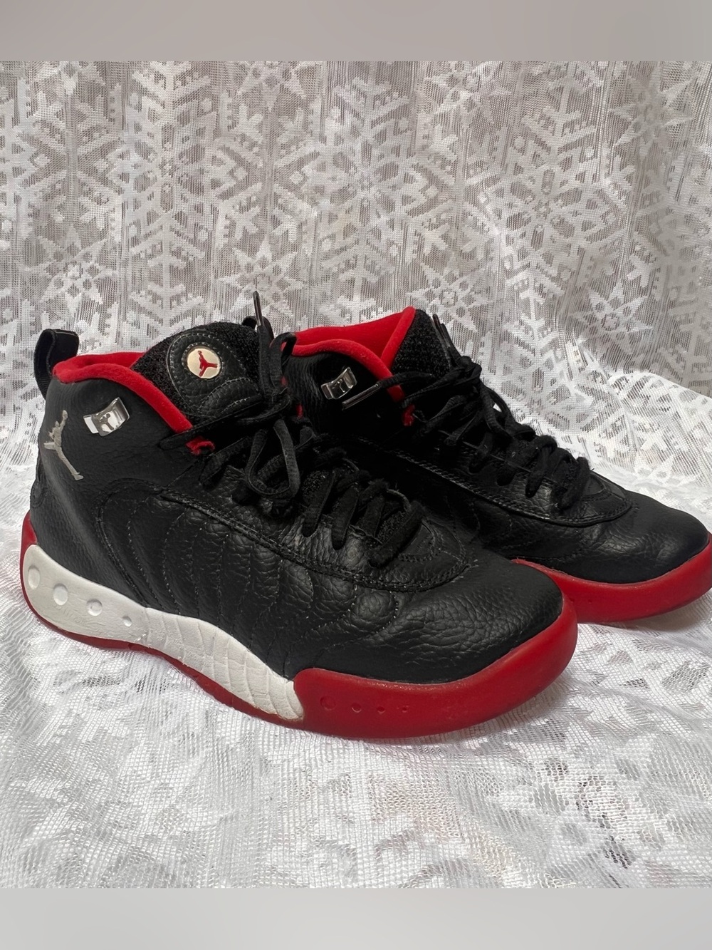 Jordan Black and Red Low-Top Basketball Sneakers